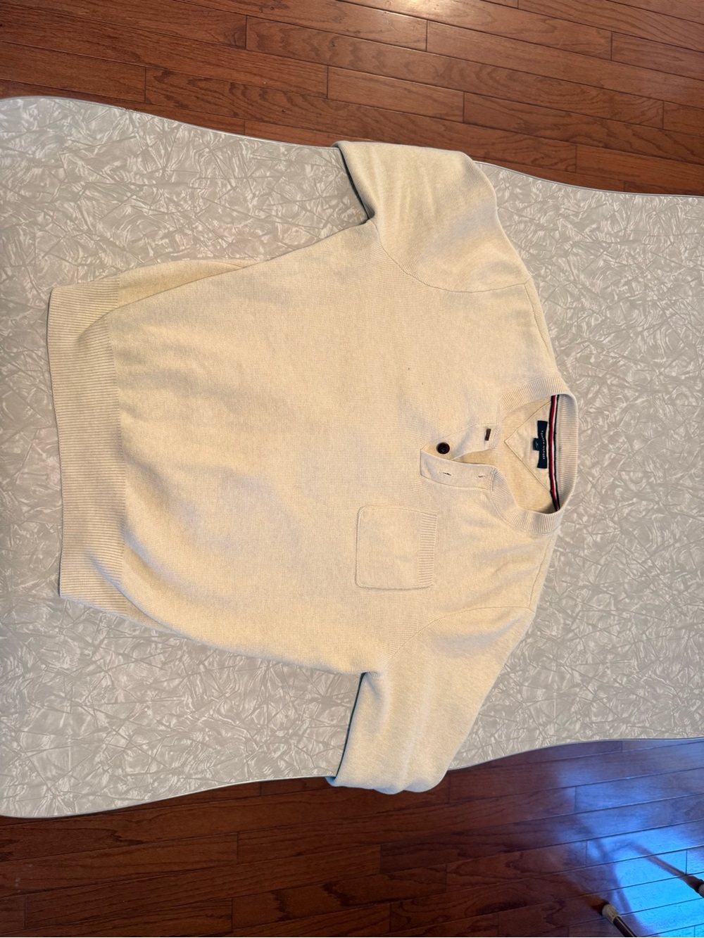 Tommy Hilfiger Cream Short-Sleeve Polo Sweater